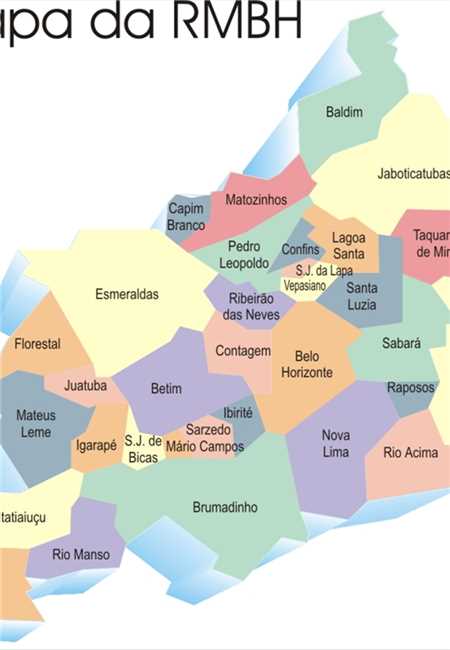 Mapa da Região Metropolitana de Belo Horizonte
